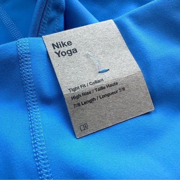 Nike Yoga 1X cropped novelty leggings Dri fit blue white 7/8 length high waist - Picture 7 of 9